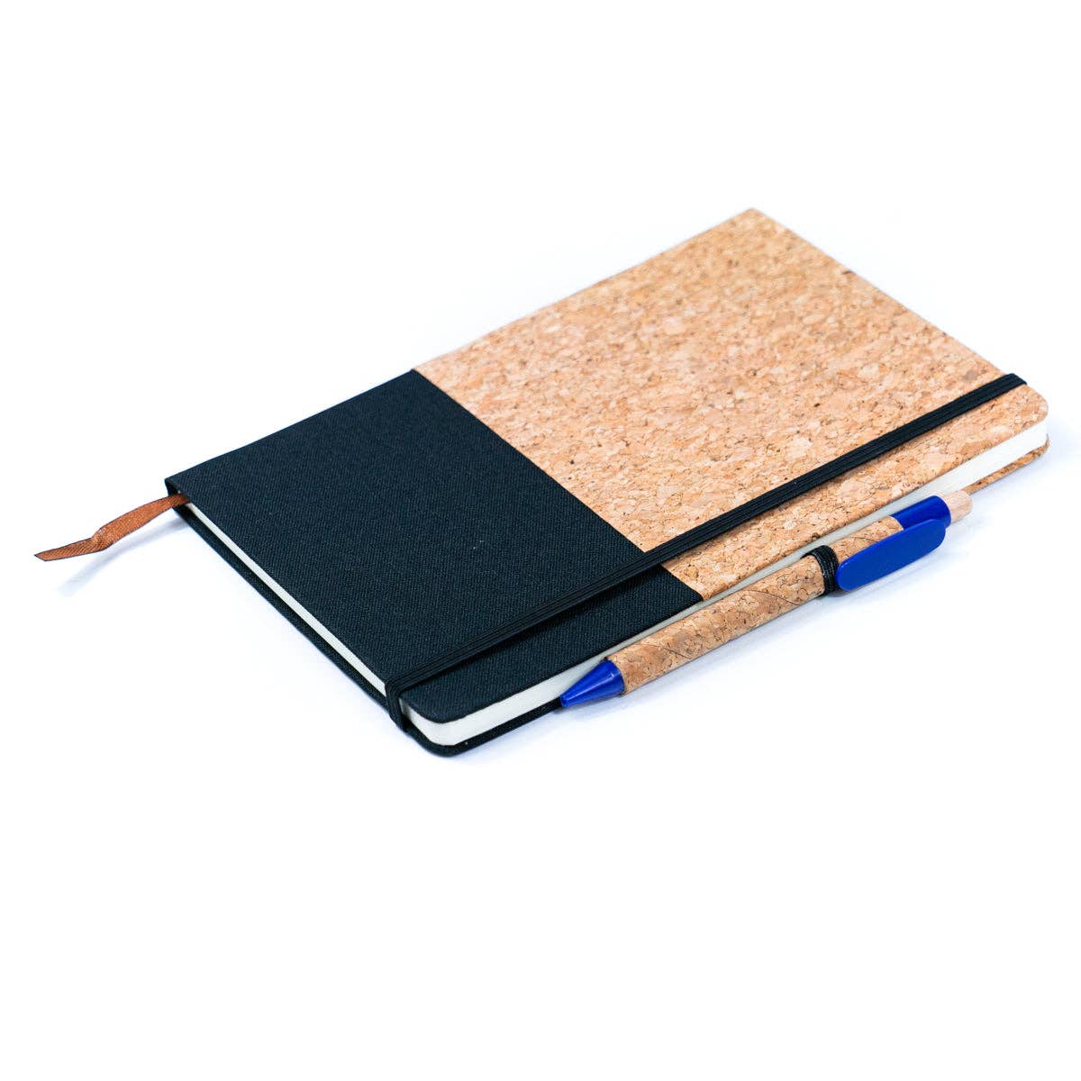 Carnet Fusion en toile et liège en noir, gris, bleu et gris