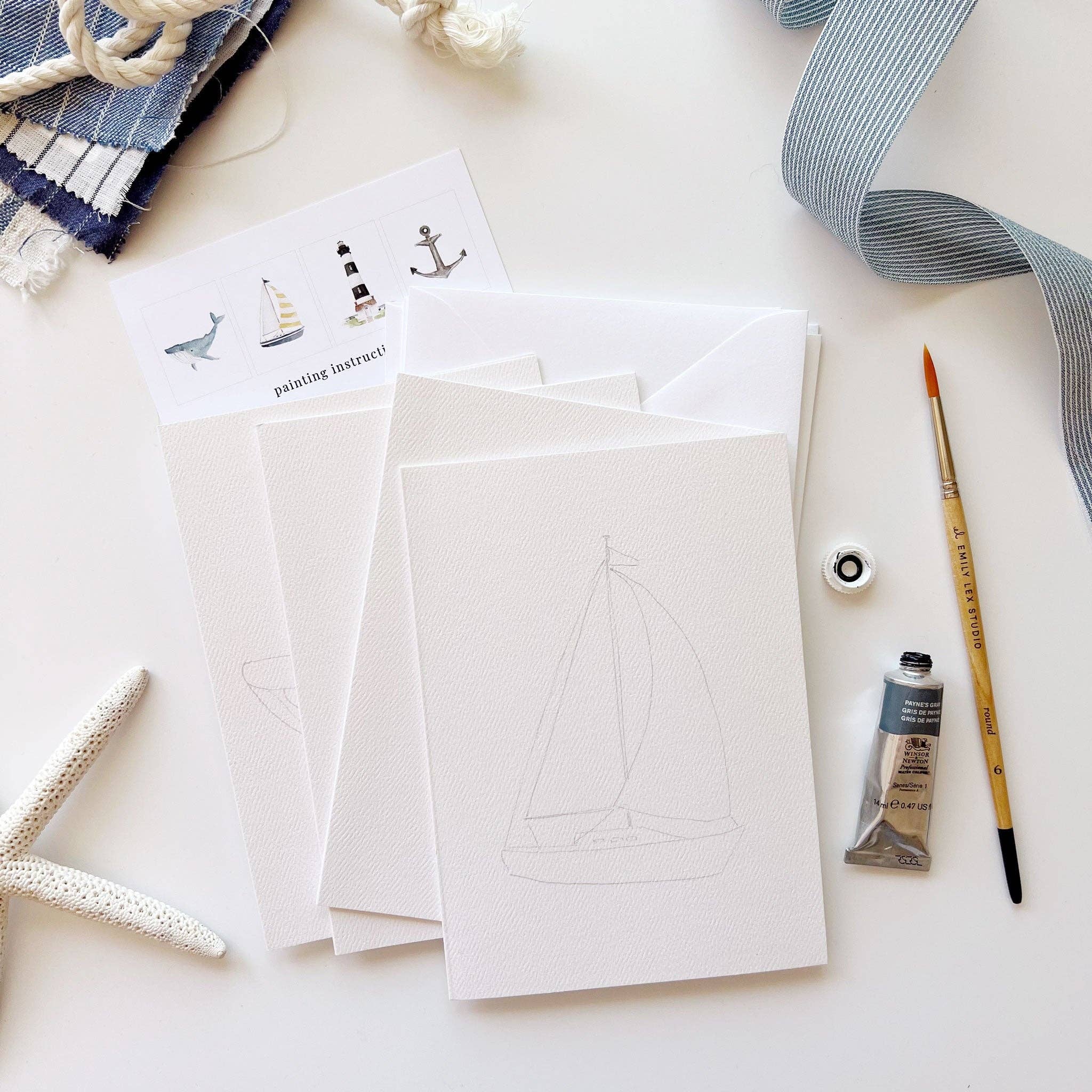 Cartes à peindre en bord de mer