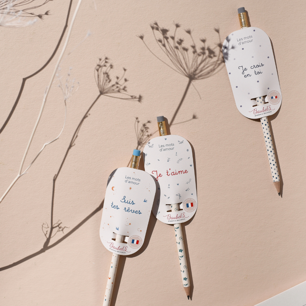 Crayon papier Je t'aime - Les Mots d'Amour