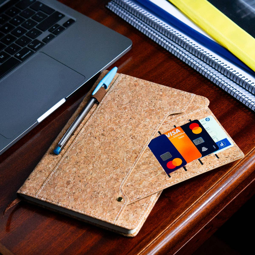 Carnet de produits laitiers en liège avec porte-cartes et porte-stylos L-1011