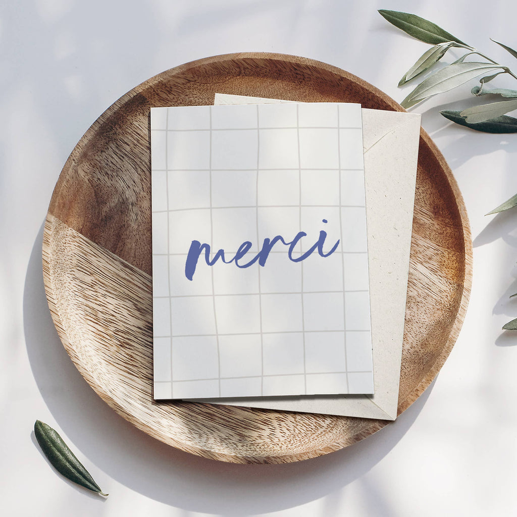 Carte pliable merci à carreaux avec enveloppe