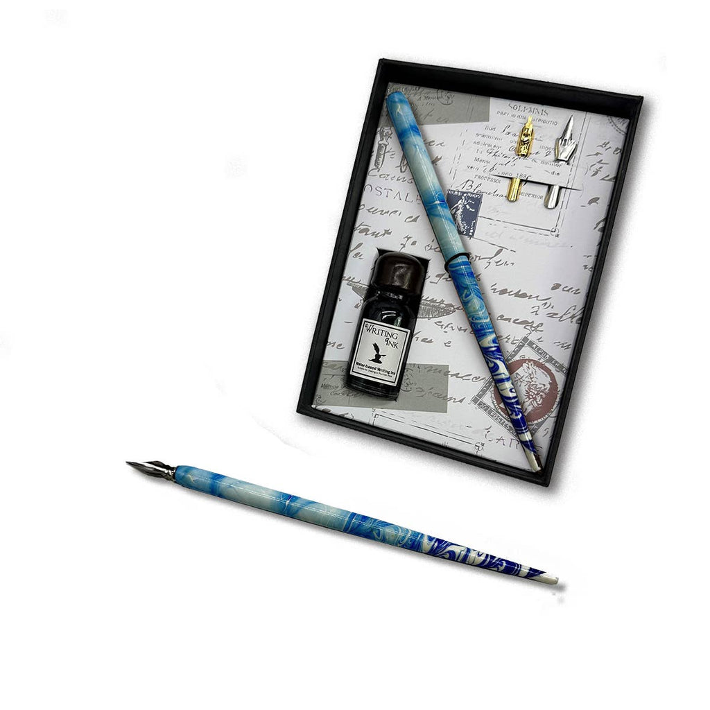 Kit pour calligraphie avec plume, encre et porte-plume en bois