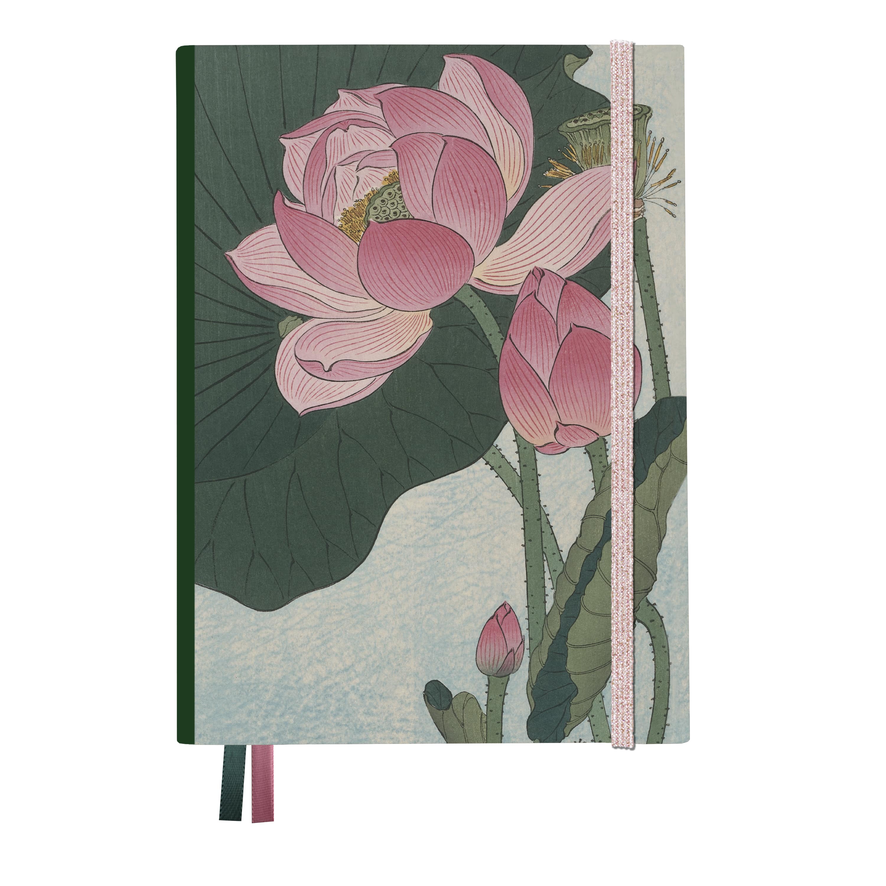Carnet en satin/coton fleurs de lotus