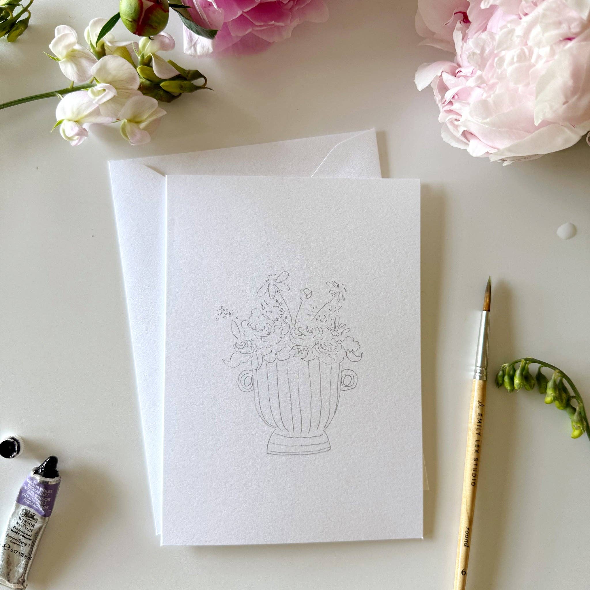 Cartes de correspondance à peindre avec des bouquets