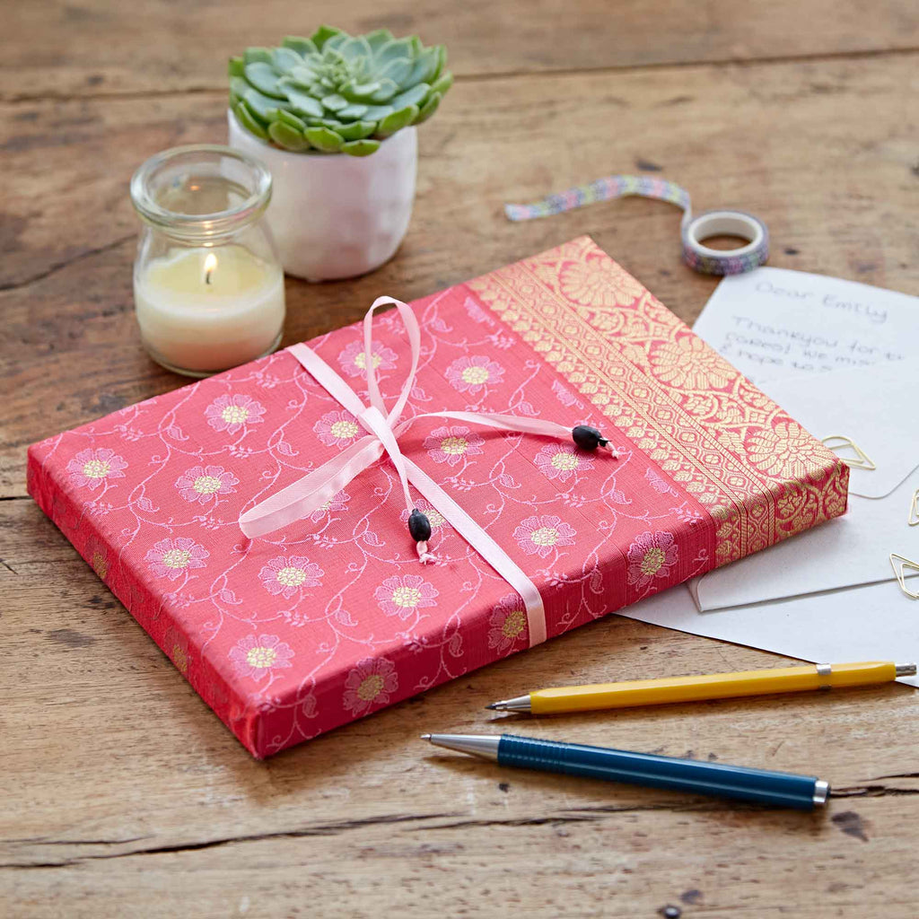 Ensemble d'écriture Sari fait main - Ensemble de papier de papeterie