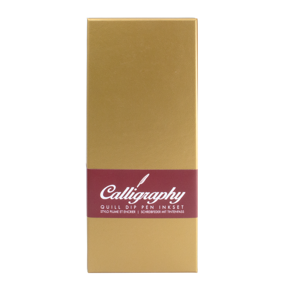 Set d’écriture calligraphique boîte dorée claire avec plume rouge